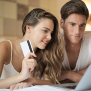 young couple shopping online