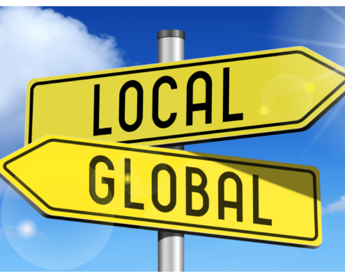 Local and global Marketing- Street Sign- Local and Global